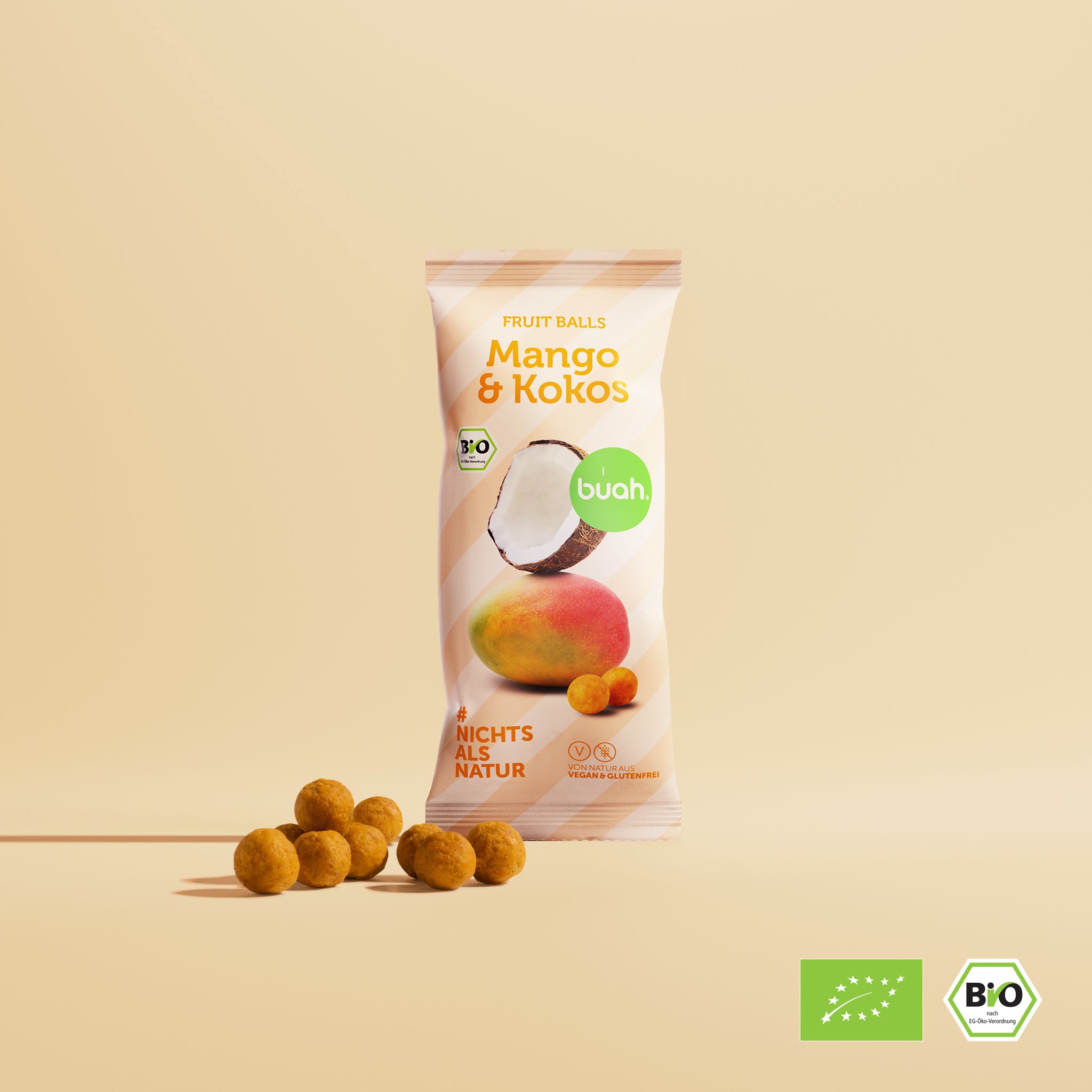 Biologische mango-kokos-fruitballetjes